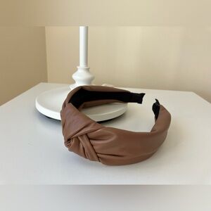 Headband Leather Knotted Brown